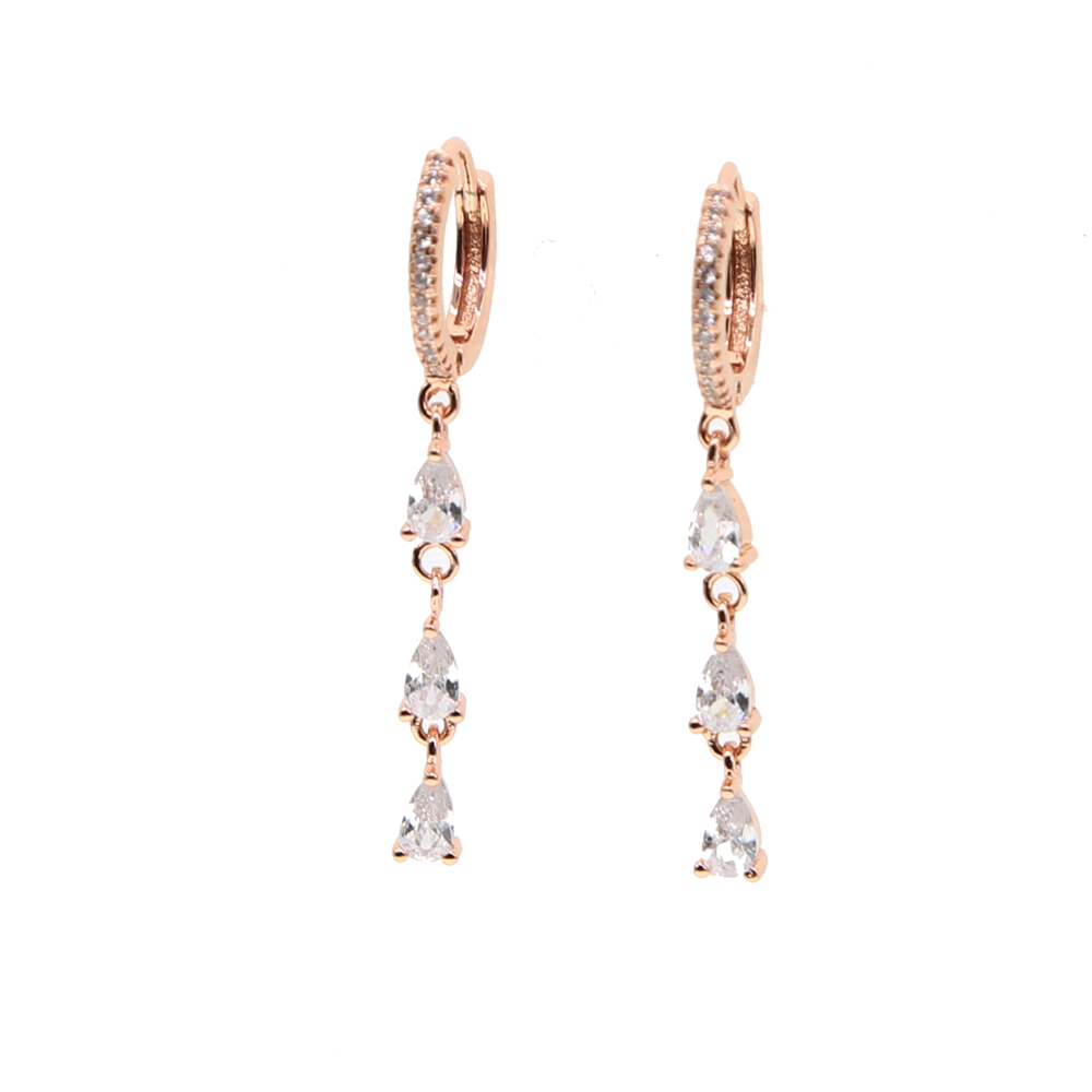 rose gold plated fashion jewelry dangle water drop cz diamater sparking bling wedding gift fashion charm tassel earring