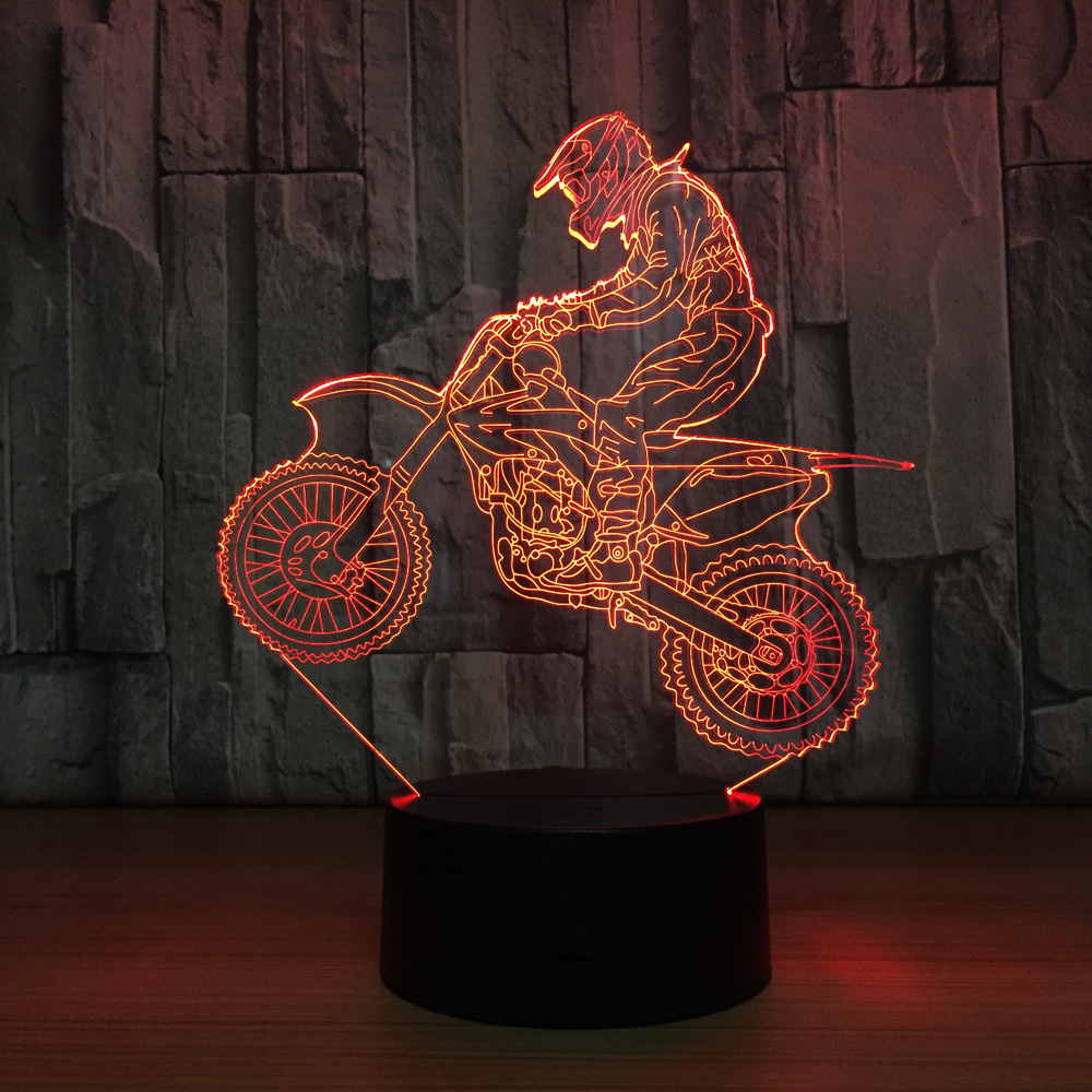 Novelty 3D Table Lamp LED Motocross Bike Night Lights USB 7 Colors Sensor Desk Lamp Holiday Gifts