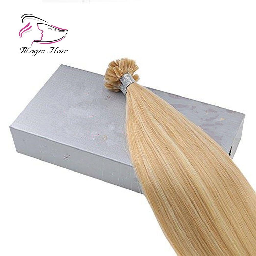 U Tip Keratin Remy Human Hair Extension Golden Blonde #16 Highlighted with Blonde #22 (#P16/22)