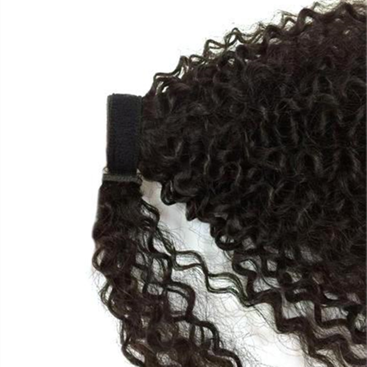 kinky curly ponytail hairpiece Best quality easy Ponytail wearing human hair pony tail brazilian hair clip in hair extension natural color