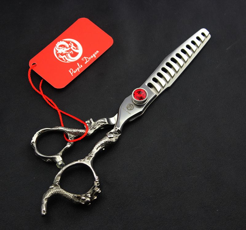 purple dragon right hand scissors with dragon sign on the handle 5.5 inch/ 6.0 inch cutting/thinning scissors