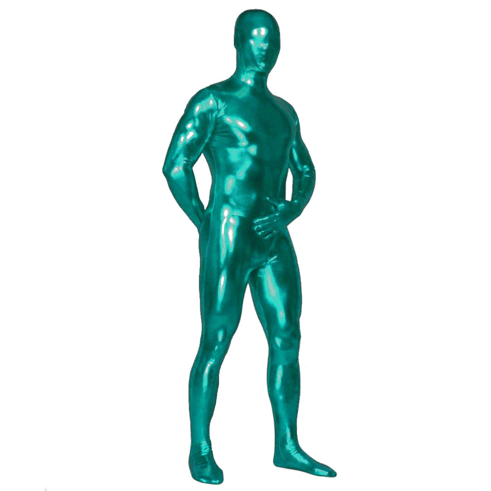 Unisex Shiny Metallic Zentai Skin Tight Full Body Suit Solid Color Wetlook Spandex Lycra Unitard Costume Halloween Fancy Dress
