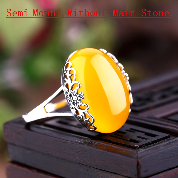 925 Sterling Silver Vintage Ring 15x20MM Oval Cabochon Semi Mount Ring Setting DIY Stone Engagement Wedding Anniversary Gift