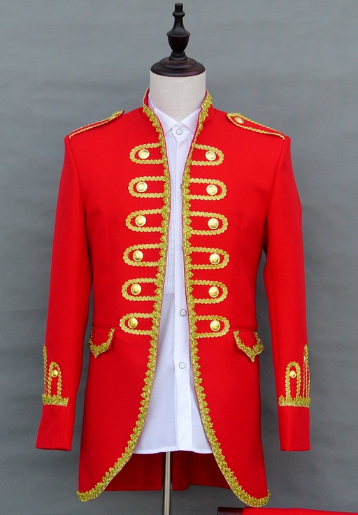 Real picture Double Breasted Gold ornament Wedding Groom Tuxedos Stand Collar Groomsmen Mens Dinner Blazer Suits (Jacket+Pants+Tie) NO:1633