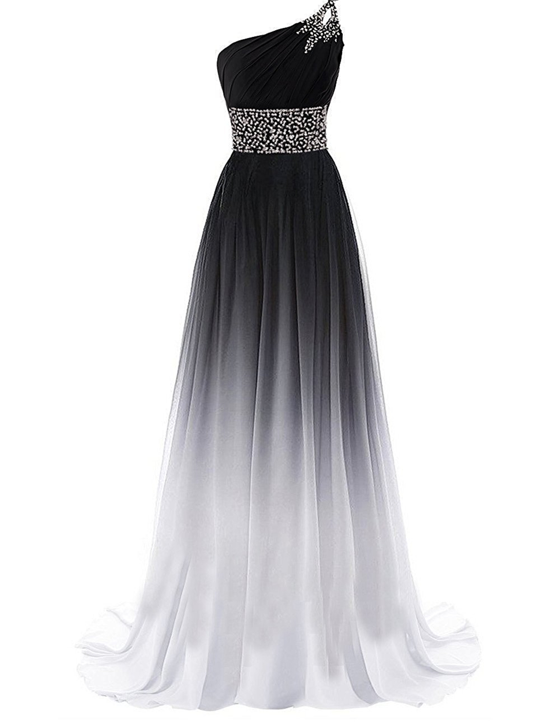 2018 New Cheap Sexy One Shoulder Ombre Long Evening Prom Dresses Chiffon A Line Plus Size Floor-Length Formal Party Gown QC1164