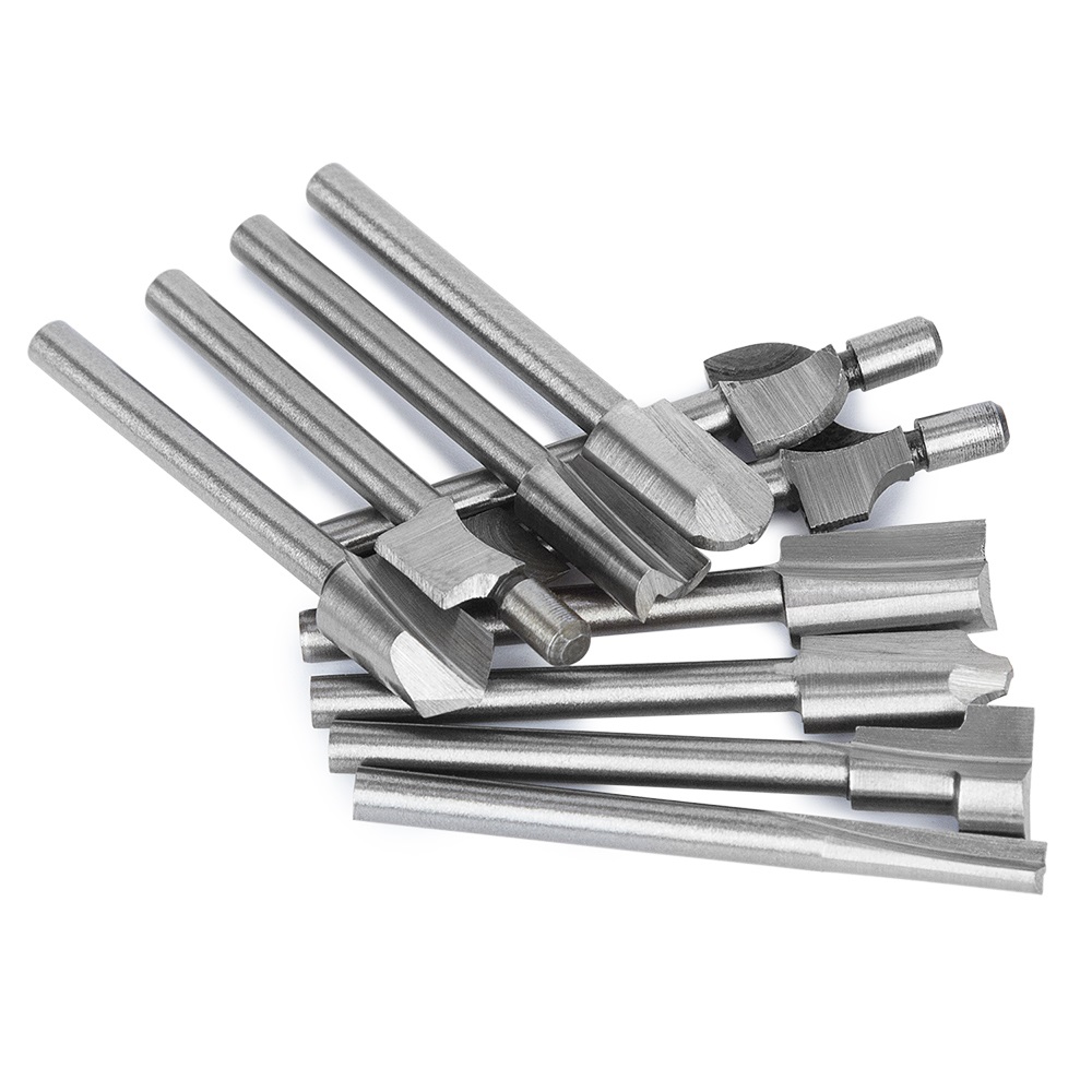 10PCSlot 18 Mini Shank HSS Carpentry Router Bits Fit Dremel Rotary Tools Woodworking Router Bits Milling Cutter