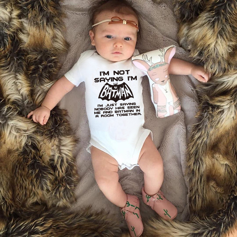 White Batman Newborn Jumpsuits Newborn batman letter print Rompers Baby Short Sleeve jumpsuits Child Summer Clothes
White Batman Newborn Jumpsuits Newborn batman letter print Rompers Baby Short Sleeve jumpsuits Child Summer Clothes