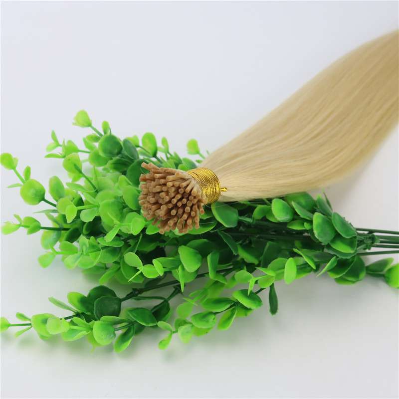 I-tip Brazilian Hair Extensions Blonde 100Strands 613# Light Blonde Brazilian Straight Human Hair Extensions No Shedding No Tangle