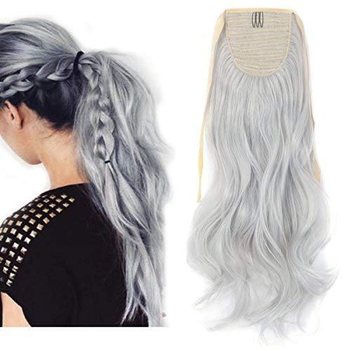 remy brazilian human hair ponytail hair Pieces Tie Up Clip in Hair Extensions color bleach blonde ash blonde silver 100g