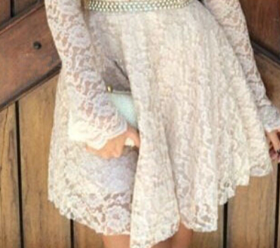 2015 new Fashion deep V-neck long-sleeve lace dress white formal dress