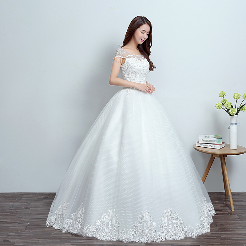 Real Photo White Fashion Classic Vestido De Noiva 2017 New Korean style Elegant Princess Sweetheart Lace with Appliques Bead