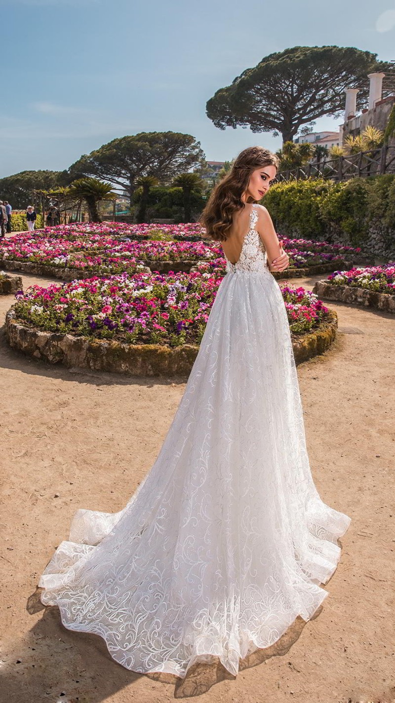 la petra beach wedding dresses a line backless lace appliqued illusion bodice bridal gowns sweep train wedding dress