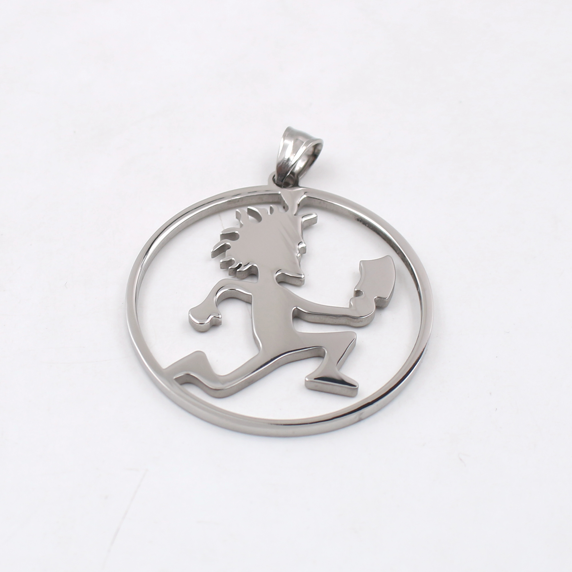 free shipping black/ silver High Polished Fashion Stainless Steel roker ICP Round Hatchet Man Pendant Men Women Necklace Chain