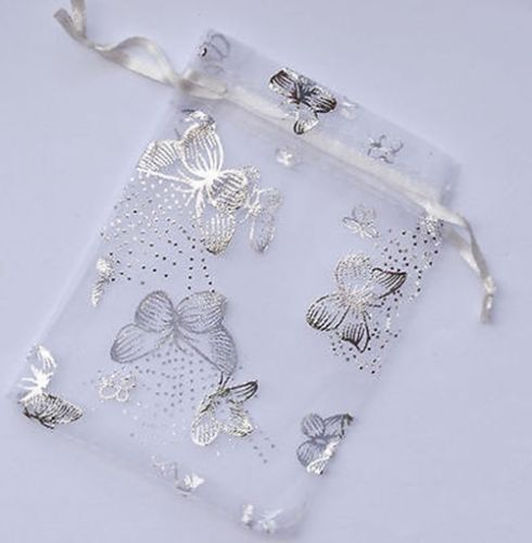 20X30CM 100 pcs white butterfly Organza Wedding Jewellery Gift Bag 70x90 mm Party Bags PoucheS
