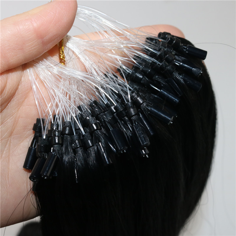 Natural Color Black Straight Hair 9A Brazilian Hair Extensions 14inch-26inch 100Strands 100gram Loop Micro Ring Human Hair Extensions