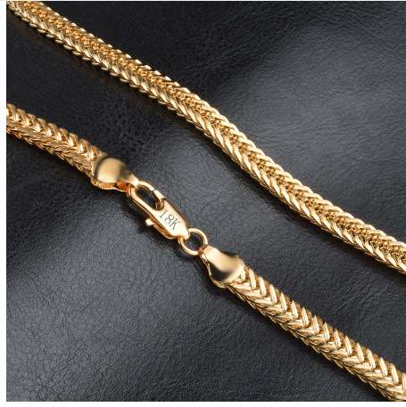 HIP Hop 20 Inches 6MM Snake Bone Chain Gold Filled Stainless Steel Double Curb Cuban Link Chain Necklaces for Men Jewelry