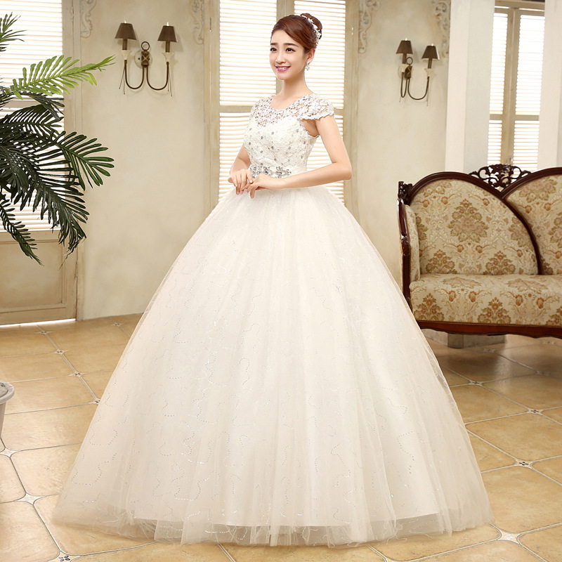 Custom Size O-Neck Short Lace Sleeve Crystal Sashes Wedding Dress 2018 Cheap Summer Dresses Retail vestido de noiva