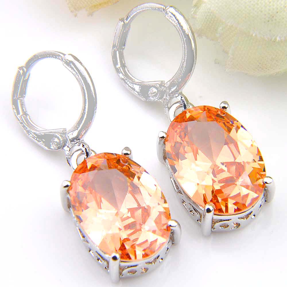 newest jewelry colorful oval morganite kunzite garnet earrings silver gorgeous for women jewelry drop earrings free