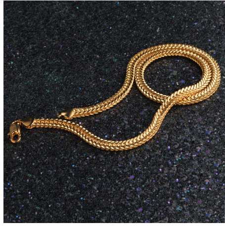 HIP Hop 20 Inches 6MM Snake Bone Chain Gold Filled Stainless Steel Double Curb Cuban Link Chain Necklaces for Men Jewelry