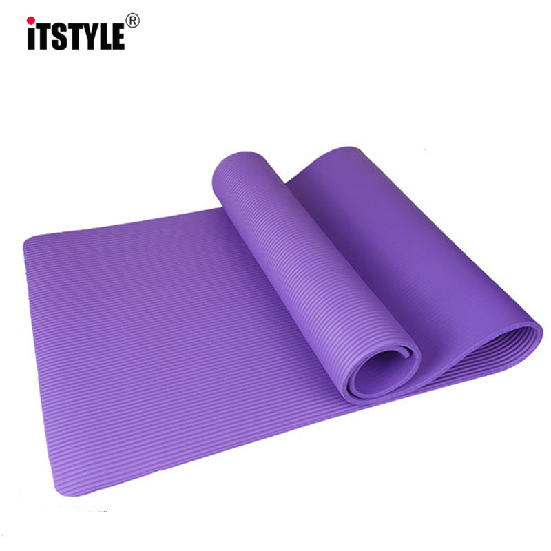 ITSTYLE 10mm NBR Exercise Yoga Mat Extra Thick High Density Fitness with Carrying Strap for Pilates Workout