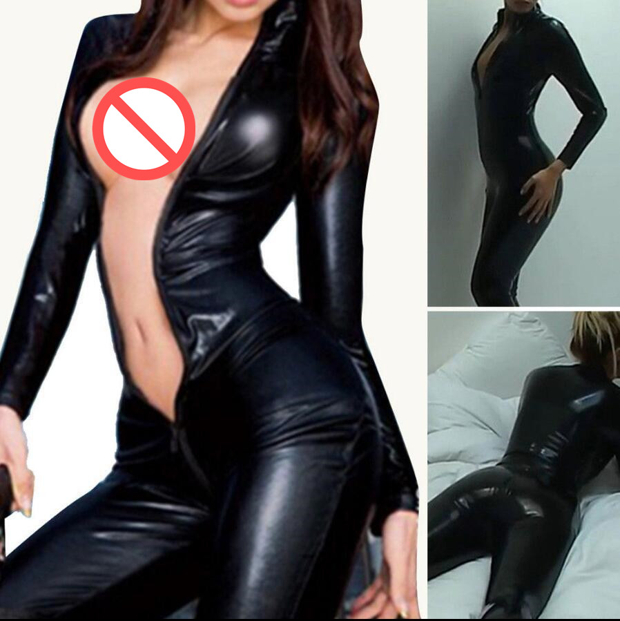 Sexy Pyjamas Women Zipper PVC Leather Catsuit Full Bodysuit Jumpsuit Costume Gothic Clubwear #T78, Black
Sexy Pyjamas Women Zipper PVC Leather Catsuit Full Bodysuit Jumpsuit Costume Gothic Clubwear #T78, Black