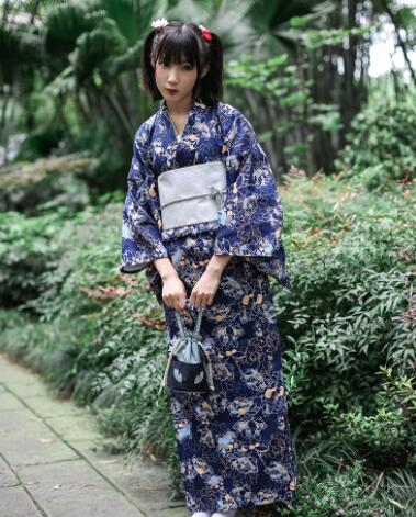 Oriental Asian Traditional Standard Kimono bathrobe Japanese fireworks kimono Pure Cotton Yukata With Obi Flower Vintage Evening Dress