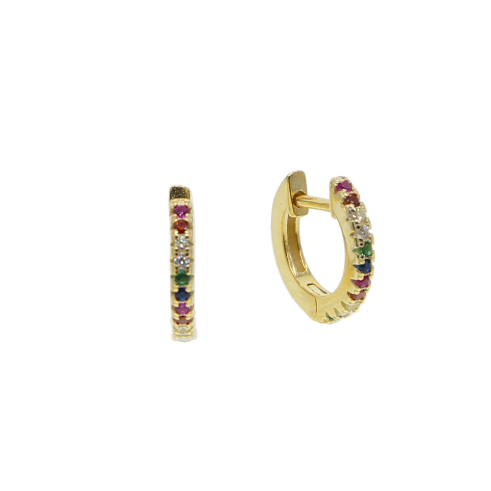 colorful cz hoops earring 925 sterling silver fine jewelry mini small hoop colorful stone summer design fashion nice ear jewelry