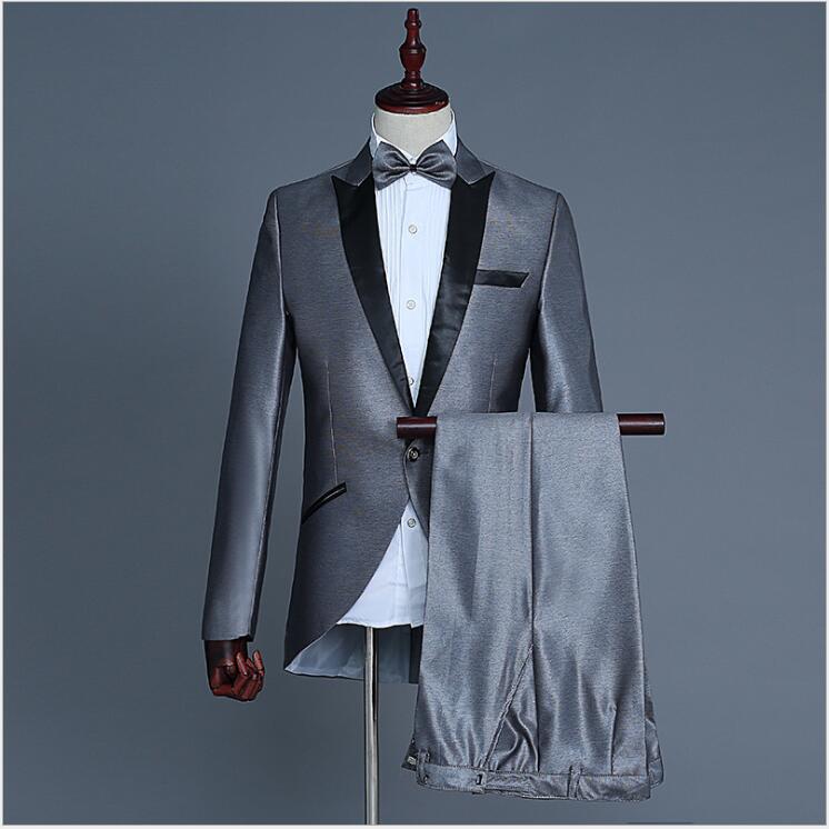 Magician Little Swallowtail Suit Men's Vocal Chorus Conductor Performance Gown Coat Nightclub Bar Hoster Suits Wedding Formal Tuxedos
