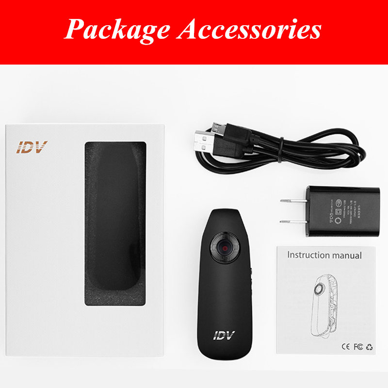 IDV007 HD Digital Mini Camera with Clip Wearable Mini DV Camera Noise Reduction Video Voice Recorder with 560mAh Battery Small Car DVR Cam