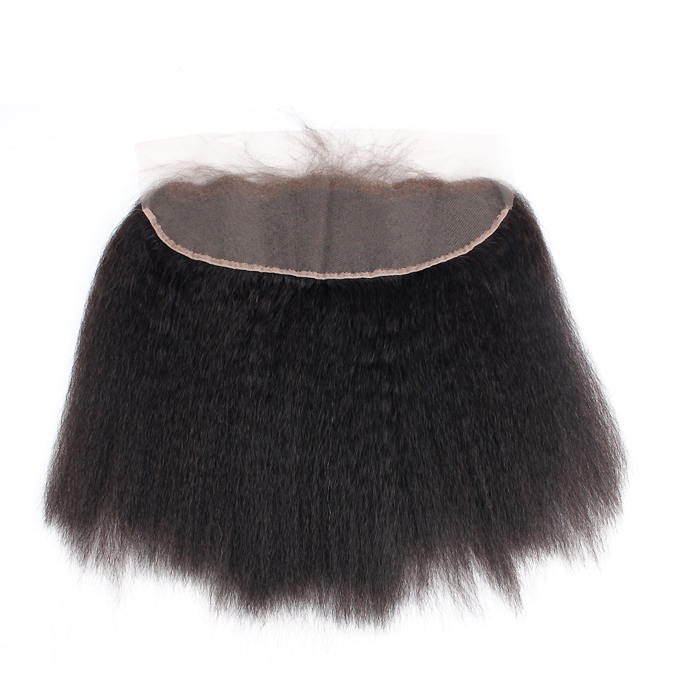 Free shipping Brazilian Kinky Straight 13x4 To Ear Pre Plucked Lace Frontal Closure With Baby Remy Human Hair Free Part Top Frontals