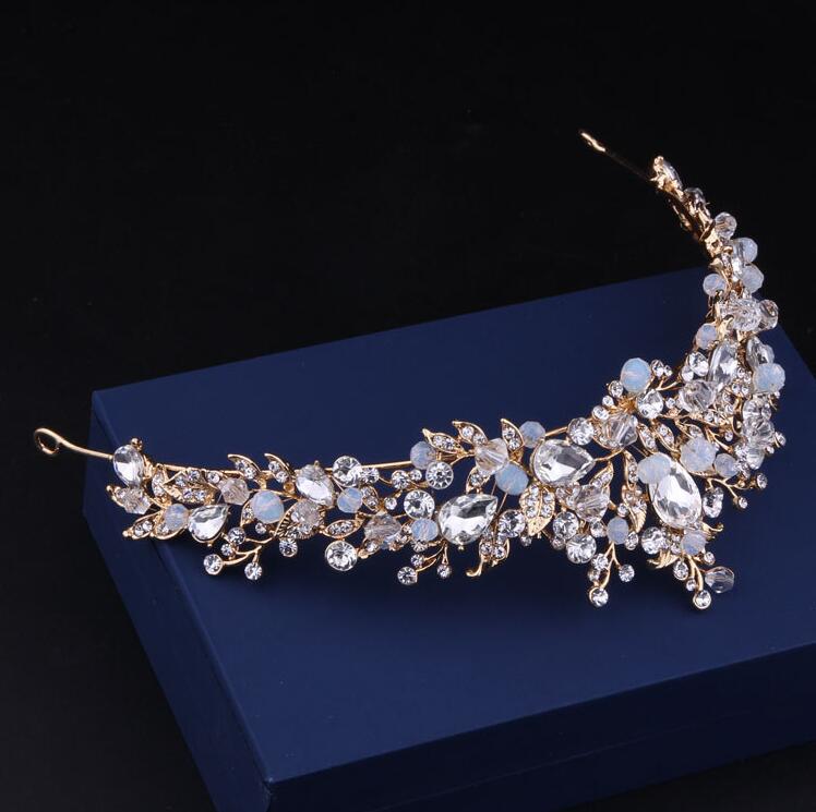 Rose Gold Plated Wedding Crown Bridal Bridesmaid Flower Girls Crystal tiara Rhinestone crown headband Wedding Dress Studio Tiara 26 cm *5.5