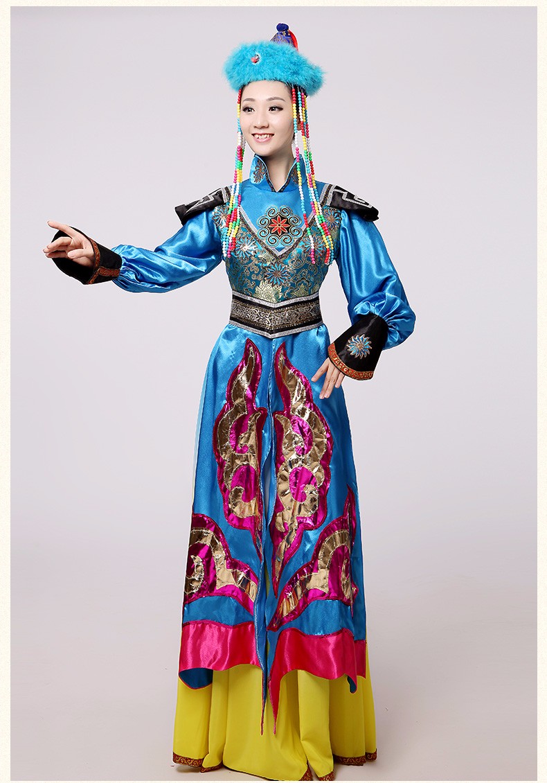 Masquerade Ball Gown Luxurious Robe Womens long blue Dress Elegant ancient mongolian princess dress dancing wear