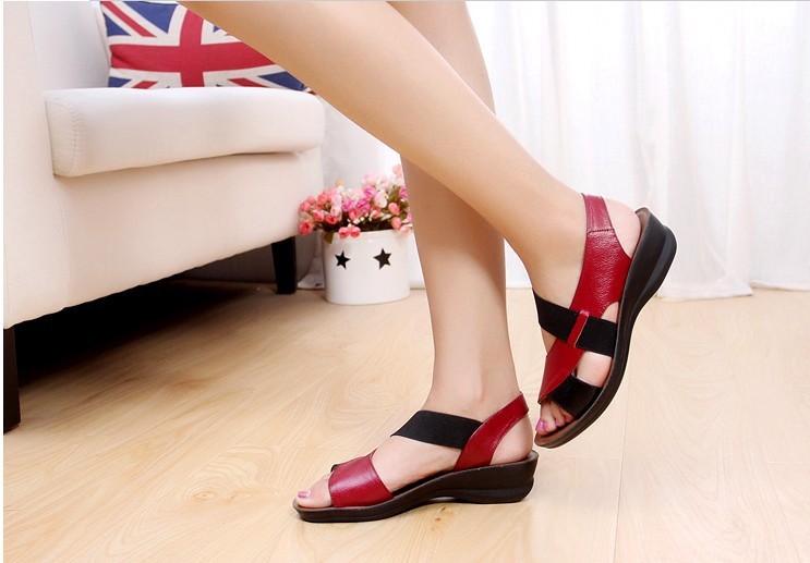 new Summer Fashion Sandals Genuine Leather Comfortable Slipper Flops Shoes Open Toe Women Cowhide Wedges Women's Sandals 34-40