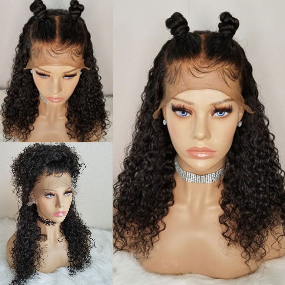 Transparent hd Curly Lace Front Human Hair Wigs-Glueless 130% Density Brazilian Virgin Remy Wigs with Baby Hairs for African Americans 12 inch Natural