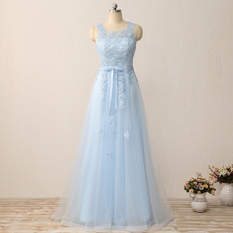 2018 New Sexy Long Lace Prom Dresses A Line Appliques Plus Size Floor-Length Formal Evening Homecoming Party Gown QC1144