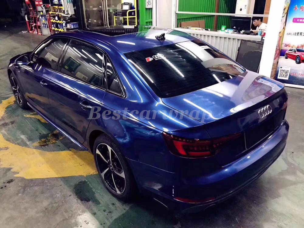 Mid-night Blue Gloss Metallic Vinyl Wrap Whole Car Wrap Covering With Air bubble Free Like 3M quality Low tack glue Size:1.52*20m( 5x67ft