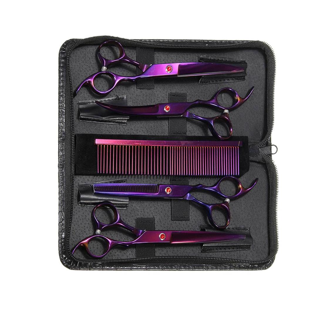 7" Purple Professional 6PCS/Pet Grooming Scissors Shears Kit Dog Hair Curved Trimmer Pet Hairdressing Beauty Accessories
7" Purple Professional 6PCS/Pet Grooming Scissors Shears Kit Dog Hair Curved Trimmer Pet Hairdressing Beauty Accessories