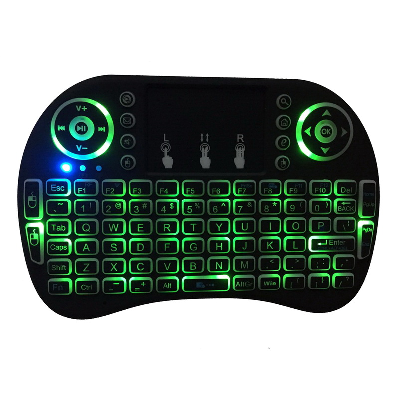 i8 Keyboard Backlit 2.4G Remote Controlers Wireless Fly Air Mouse Rechargeable With Backlight Touchpad For MXQ pro X96 TV Box