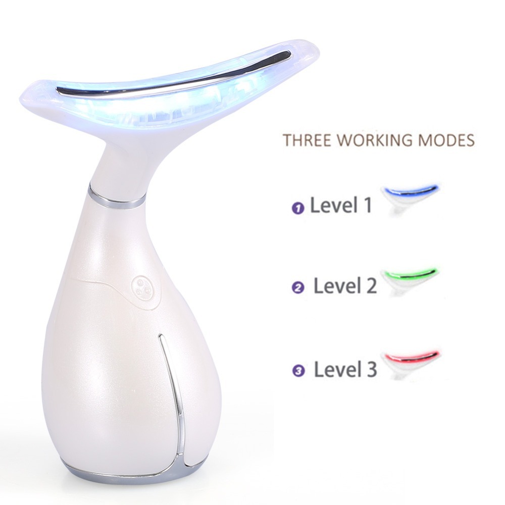 LED Neck Massager Photon Therapy Vibration Wrinkle Removal Massage Machine Neck Skin Tighten Firming Lifting Beauty Skin Device