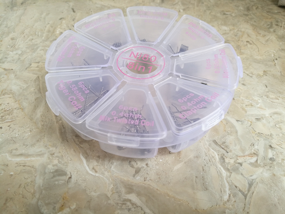 8 in 1 Coil Box Kit NI80 Prebuilt Alien Quad Hive Tiger Mix Twisted Flat Fused Clapton Premade Wrap Coil Nichrome 80 Wires
8 in 1 Coil Box Kit NI80 Prebuilt Alien Quad Hive Tiger Mix Twisted Flat Fused Clapton Premade Wrap Coil Nichrome 80 Wires