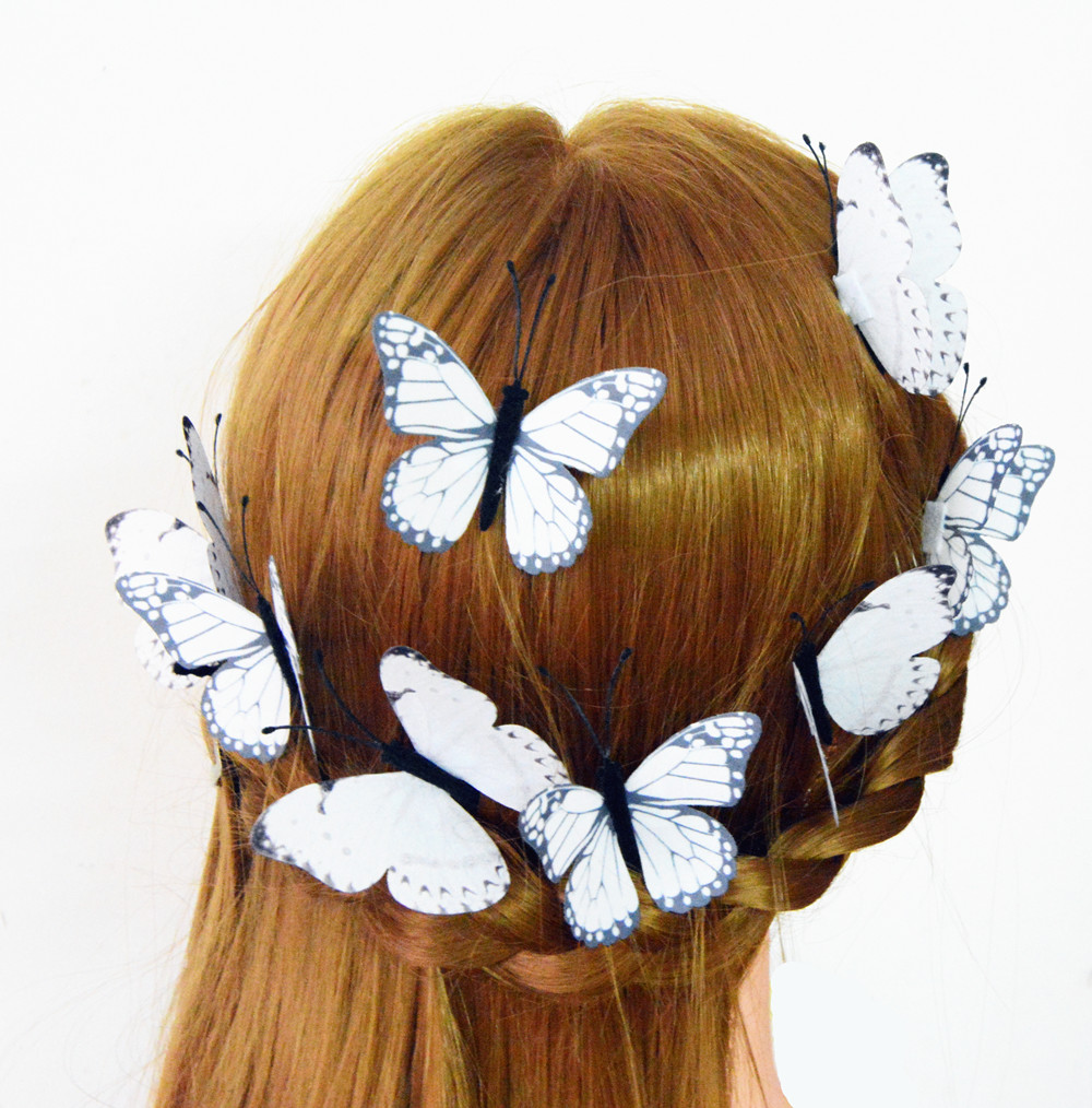 8-Packed U-shaped butterflies Hair Pin Hair Clip hair accessories for Wedding Headdress or Bride Accessorie, Headwear Accessories for Party