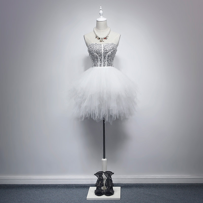 Real Strapless White Homecoming Dresses 2020 Beaded Sequins Tulle Ball Gown Short Prom Dresses Cheap Cocktail Party Gowns Graduation Dress, Silver
Real Strapless White Homecoming Dresses 2020 Beaded Sequins Tulle Ball Gown Short Prom Dresses Cheap Cocktail Party Gowns Graduation Dress, Silver