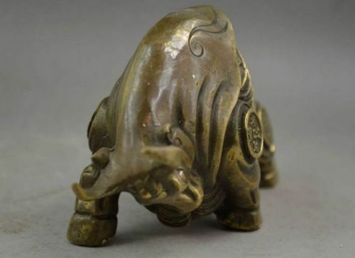 China Copper Carve Whole Body Wealth Lifelike zodiac ox Statue8686986
