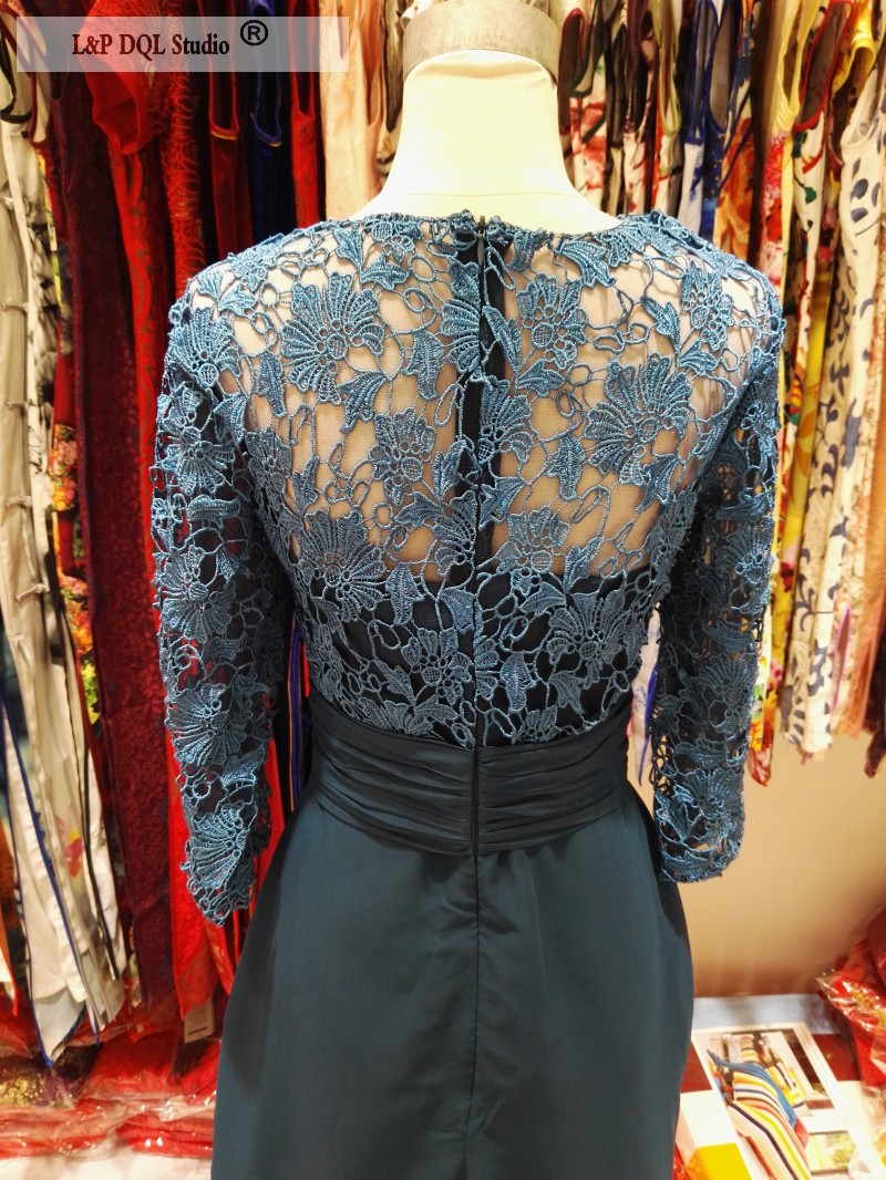 Hunter Green Mother of the Bride Dresses Lace Chiffon Real Pictures Mother's Dresses Tea-Length Mothers Party Gowns Zipper Back Custom Made