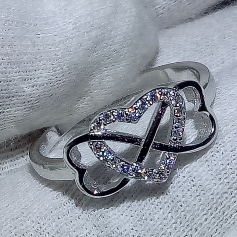 CZ Sterling Sier Cross Rings Jewelry, Heart Band Ring, Pave Cubic Zirconia, Sizes 5-10, Anniversary Gift Free shipping
