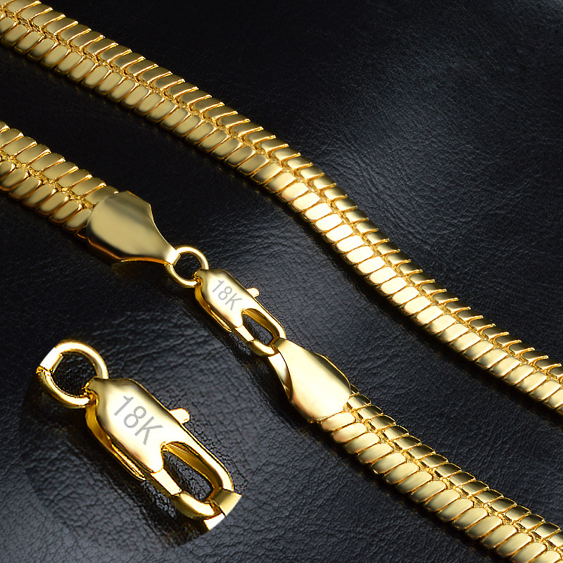 Herren-Halskette, Schlangenkette, gestempelt, 18 Karat Gold gefüllt, Halskette, Halsband, Punk, Hip Hop, Kinn, Herrenschmuck, lässiges Retro-Zube