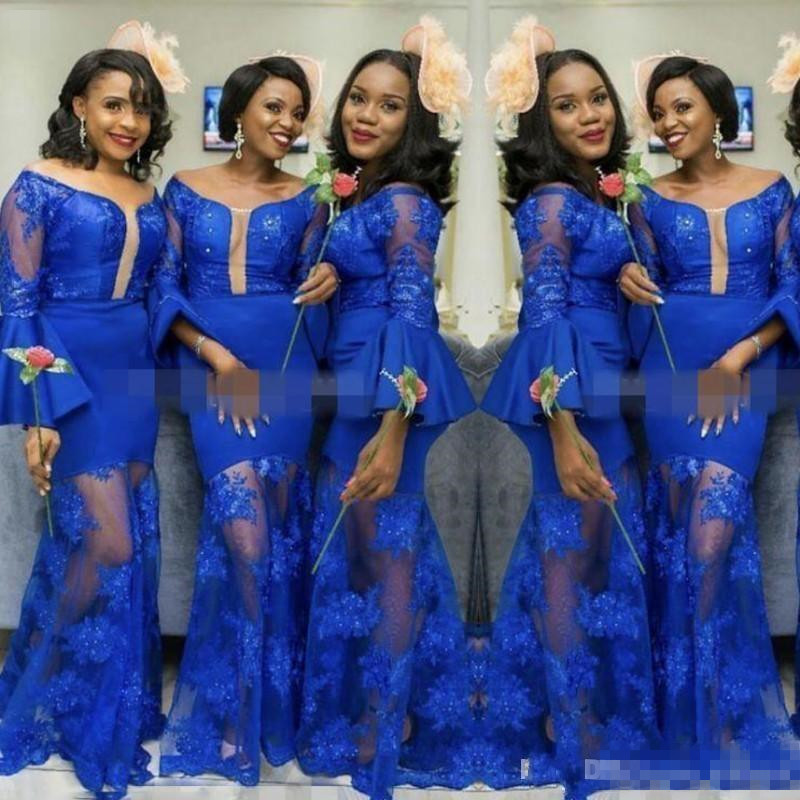 Royal Blue See Through Maid Of Honor Gowns For Wedding Trumpet Long Sleeves Mermaid Bridesmaid Dresses Custom Made Bridesmaid Dress Cheap
Royal Blue See Through Maid Of Honor Gowns For Wedding Trumpet Long Sleeves Mermaid Bridesmaid Dresses Custom Made Bridesmaid Dress Cheap