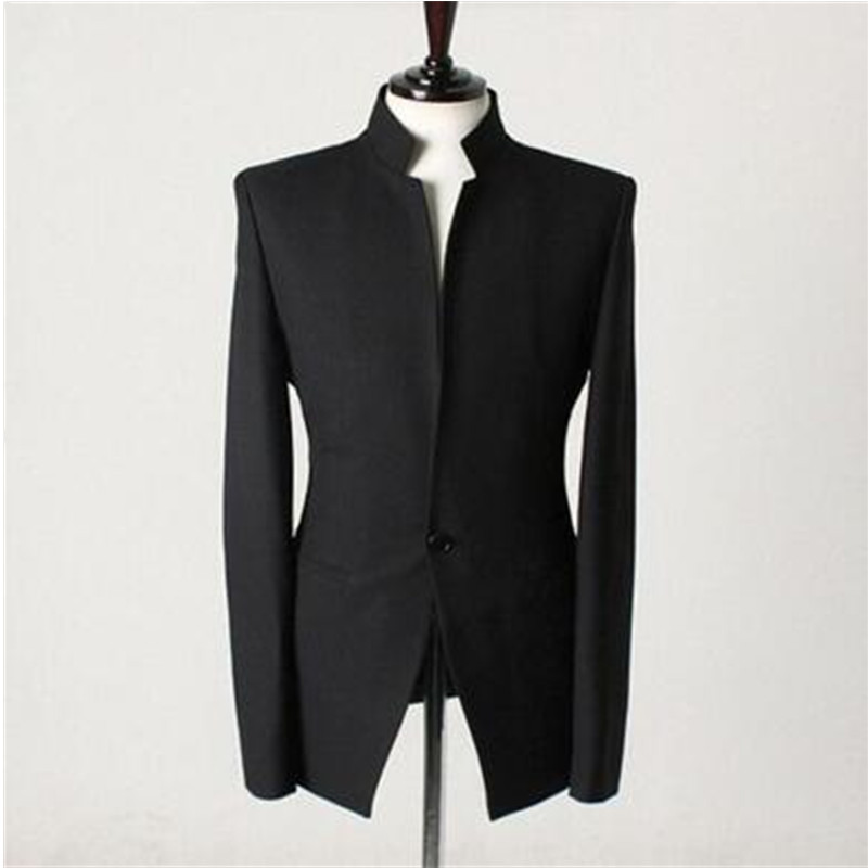 Mandarin collar Gentlemen men suits jacket Handmade Wedding groom tuxedos vest Men Custom Made Suit Jacket