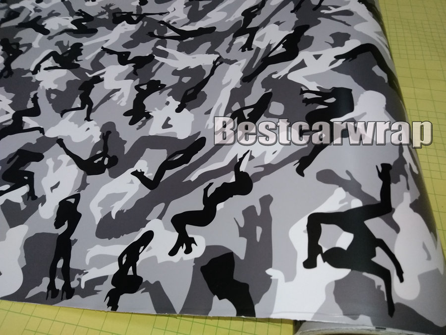 Snow Girl Printed Camouflage Vinyl For Car & Truck Wrap styling Covering Film with air release / Bubble Freea 1,52x10m/20m/30m Roll