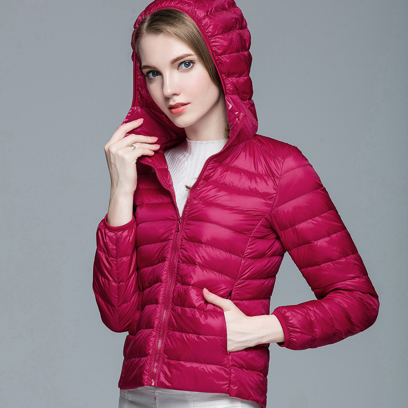 20187 Packable Women's Winter Jacket Puffer Long Sleeve Solid Female Warm Down Coat Women Hooded Winter Coat Casaco Feminino